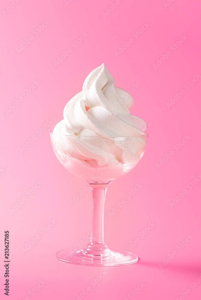 Soft serve ice cream isolated with colored background, copy space(text space), blank for text, vanilla flavours 