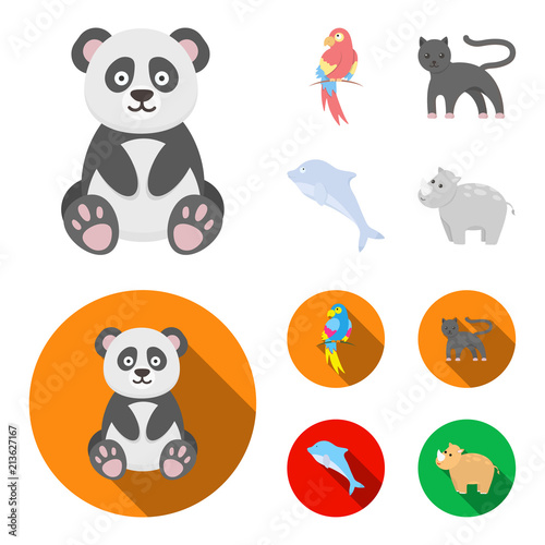 Panda.popugay, panther, dolphin.Animal set collection icons in cartoon,flat style vector symbol stock illustration web. photo