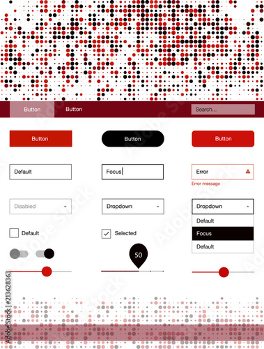 Dark Red vector wireframe kit with dots.