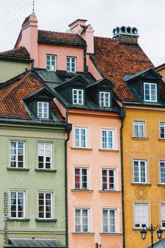 tourist area of the old town in Warsaw Poland