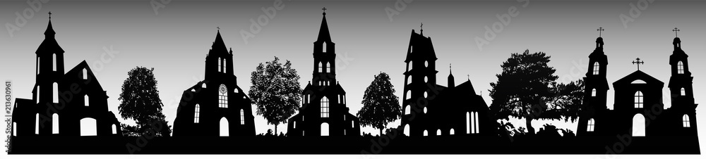 Silhouettes of churches