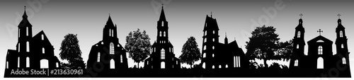 Silhouettes of churches