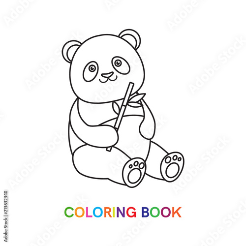 Fototapeta Naklejka Na Ścianę i Meble -  Panda with bamboo for coloring book. Isolated on white background.Line art design.Vector illustration