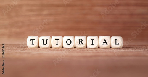 Word TUTORIAL made with wood building blocks