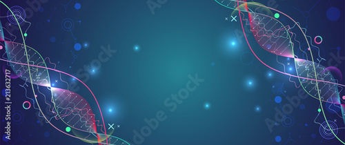 Science template, wallpaper or banner with a DNA molecules.