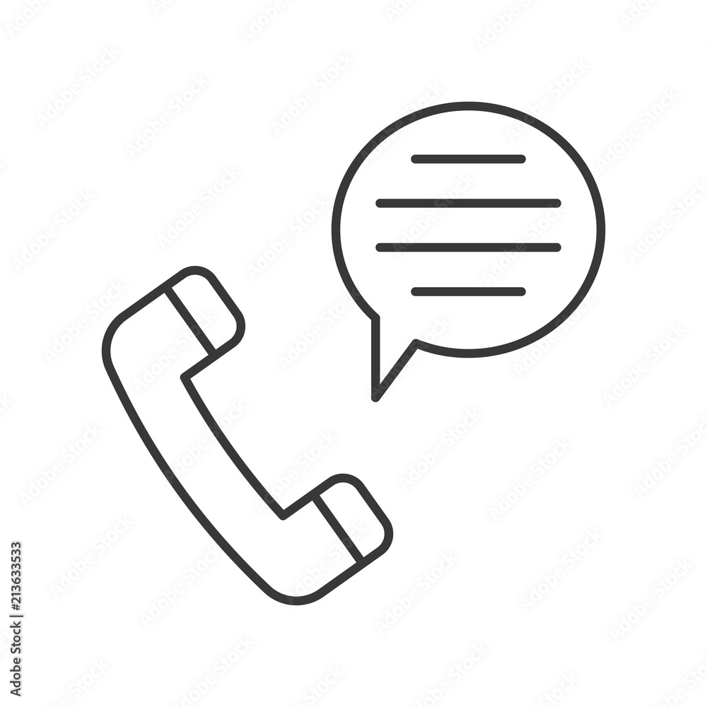Phone and bubble speech, simple outline icon set Phone and bubble speech, simple outline icon set