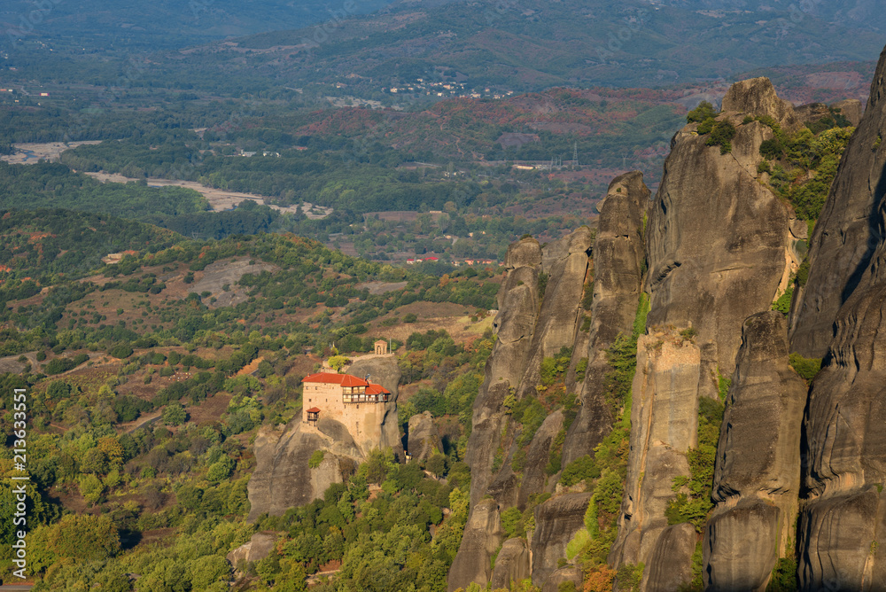 Magnificent autumn landscape.Meteora Monasteries (Holy Monastery of St. Nicholas Anapausas) on the top of rock near Kalambaka, Greece Magnificent autumn landscape.Meteora Monasteries (Holy Monastery of St. Nicholas Anapausas) on the top of rock near Kalambaka, Greece