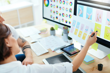 Web Design. Close Up Of Designers Working On Web Project