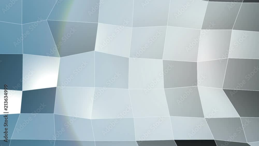 Plan tessellata of blue squares that move under a light source. square polygonal plane that moves like a wave Plan tessellata of blue squares that move under a light source. square polygonal plane that moves like a wave