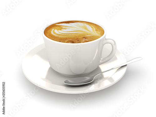 Cappuccino cup on a white