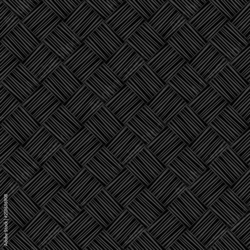 Black straw wicker striped geometric seamless pattern, vector