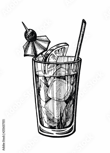 Alcohol cocktail hand drawn illustration