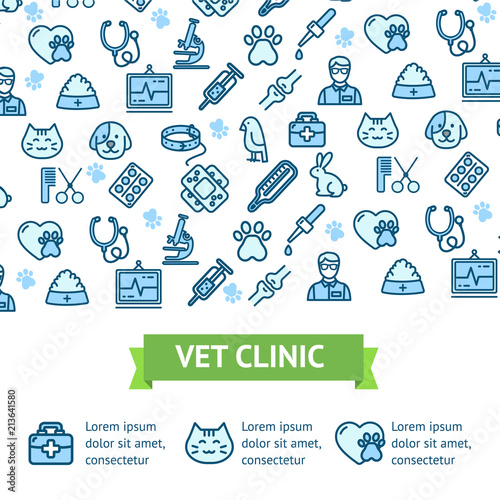 Veterinary Clinic Signs Banner Horizontal. Vector