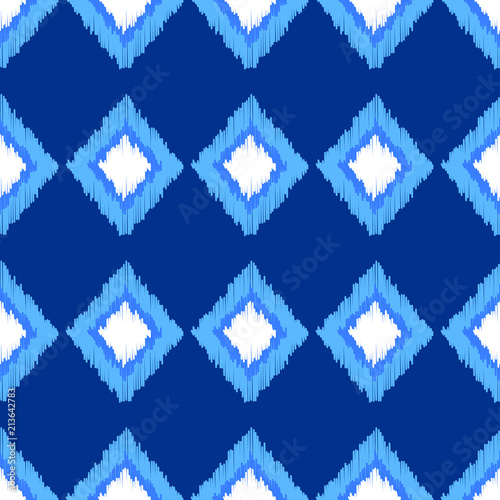 Blue and white ikat ornamen...
