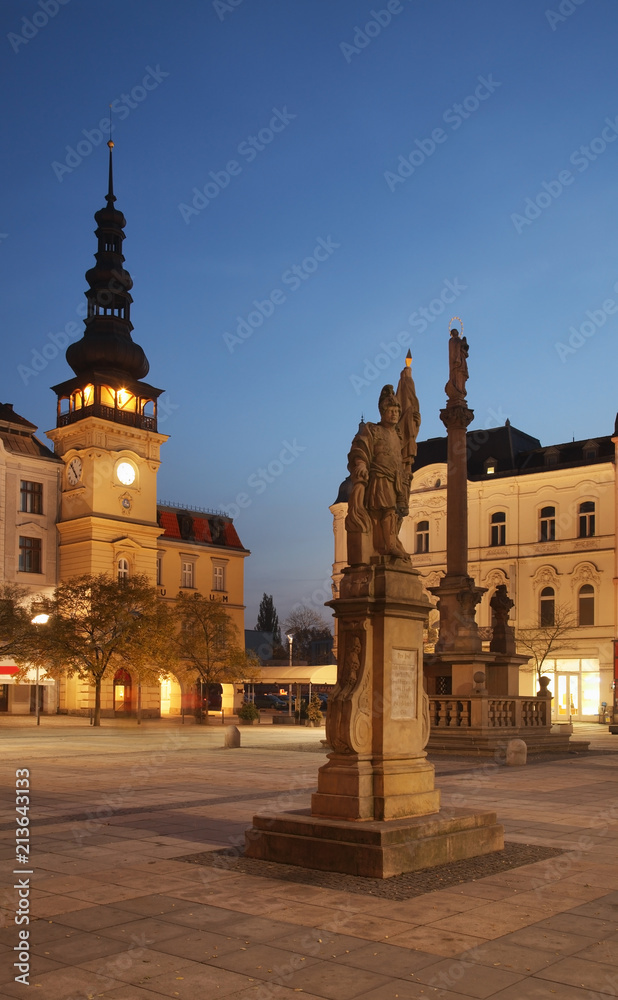 Baroque statue of St Florian at Masaryk Square in Ostrava. Czech Republic