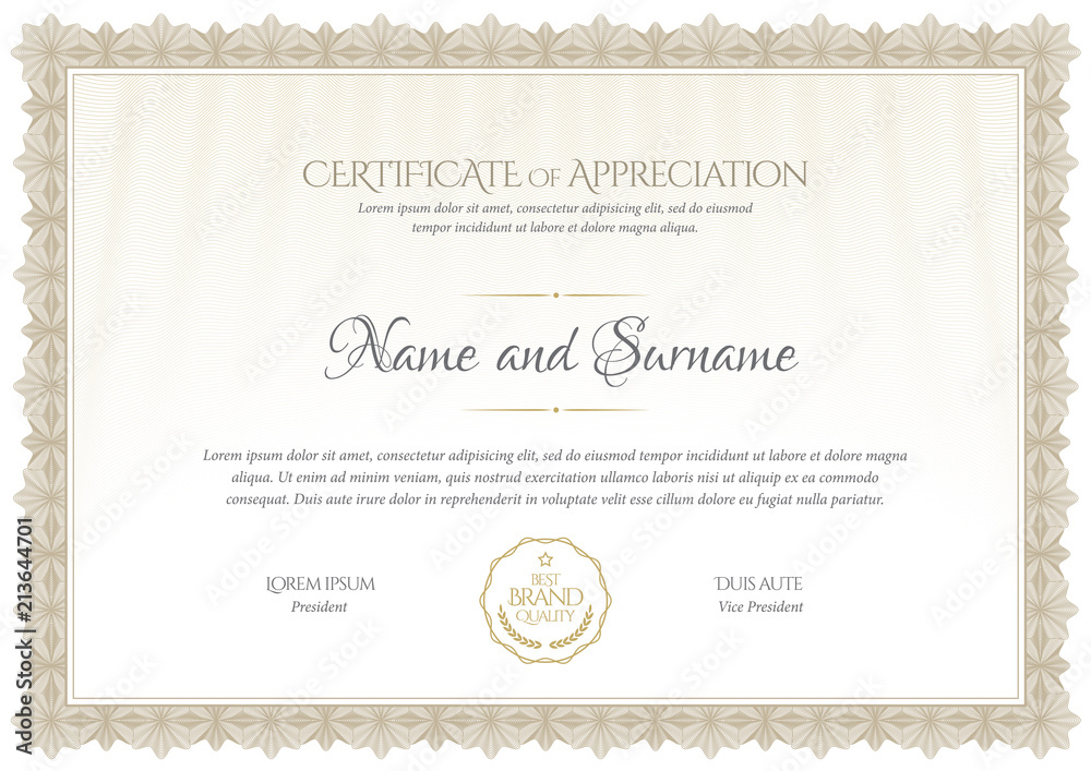 Certificate template. Diploma of modern design or gift certificate.