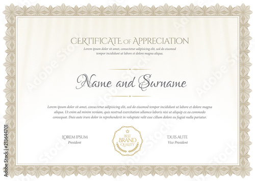 Certificate template. Diploma of modern design or gift certificate.