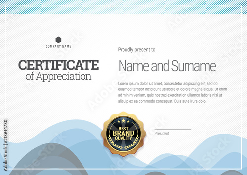 Certificate template. Diploma of modern design or gift certificate.