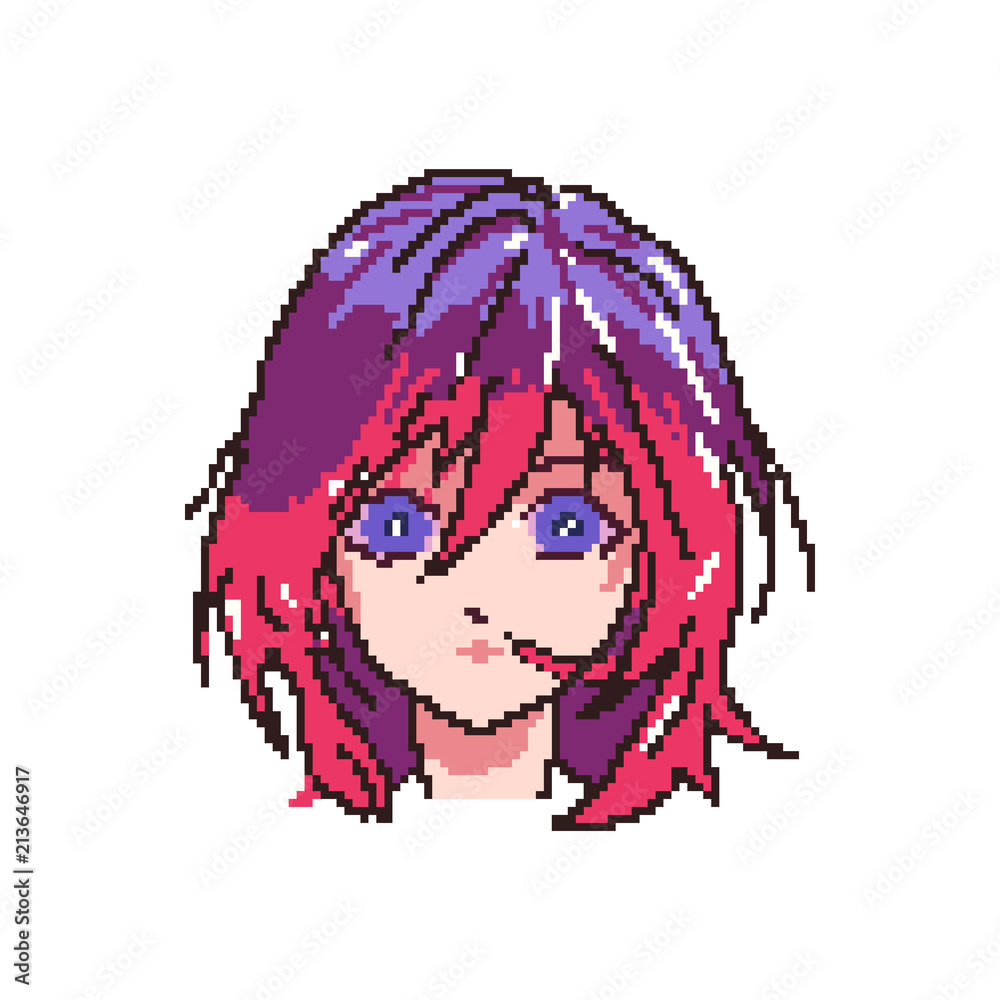 vector pixel art girl anime,cartoon Векторный объект Stock | Adobe Stock