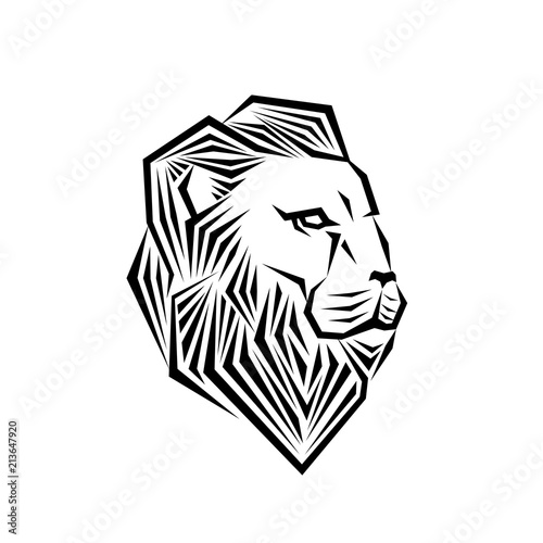Fototapeta Naklejka Na Ścianę i Meble -  Lion head logo or icon in black color. Vector emblem template.
