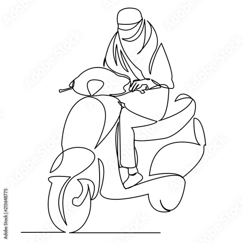 Muslim woman driving a scooter, motorcycle02