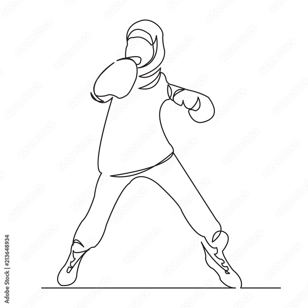 Fototapeta premium Muslim girl boxing