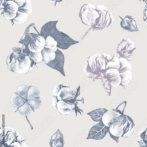 Fototapeta Naklejka Na Ścianę i Meble -  Cotton seamless pattern
