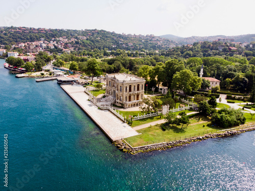 Aerial View of Kucuksu Palace in Beykoz, Istanbul City, Turkey