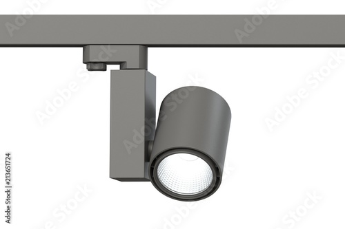 LED white light for lighting exhibition space and shops. Isolate on white background.  3d render of the lamp model.