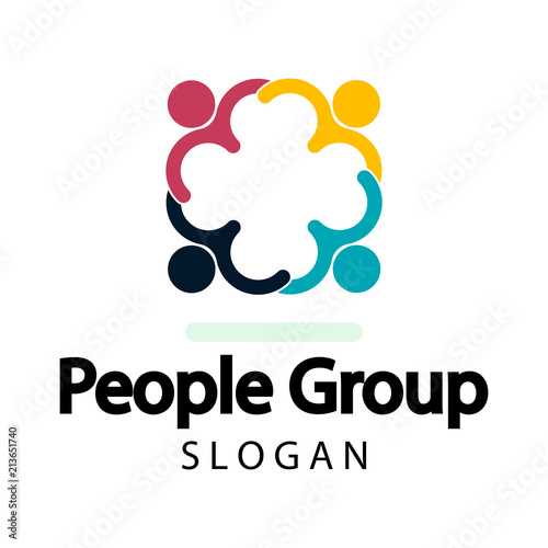 Group people logo handshake in a circle,Teamwork icon.vector illustrator