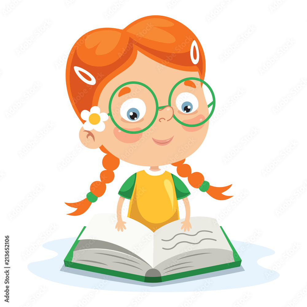 Vector Illustration Of Kid Reading Vector Illustration Of Kid Reading