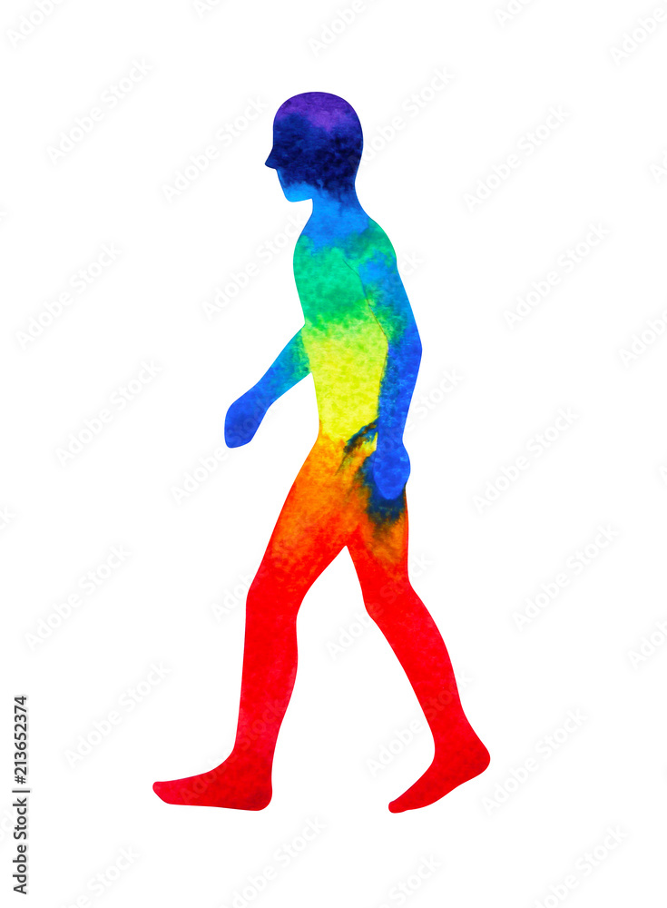 human walking pose, abstract body watercolor painting hand drawing illustration design human walking pose, abstract body watercolor painting hand drawing illustration design