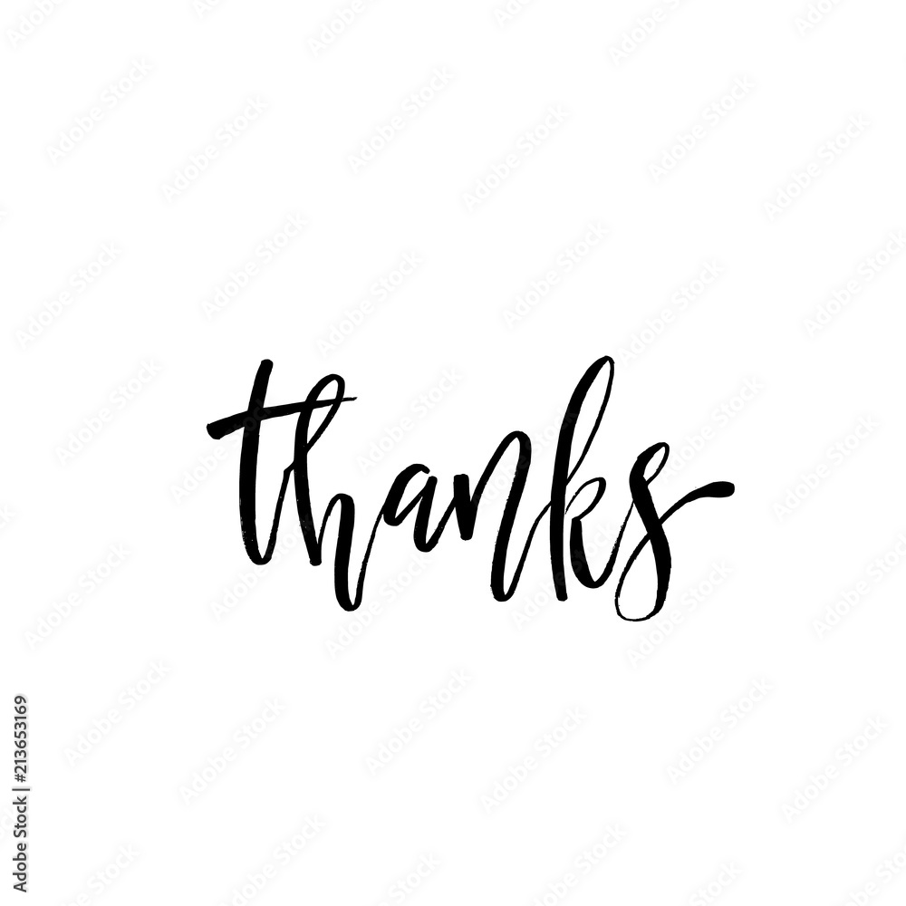 Thank you phrase, Hand drawn black lettering, photo overlay in vintage style. Thanks in english. Modern brush calligraphy for social media, greeting card, t-shirt, prints and posters.