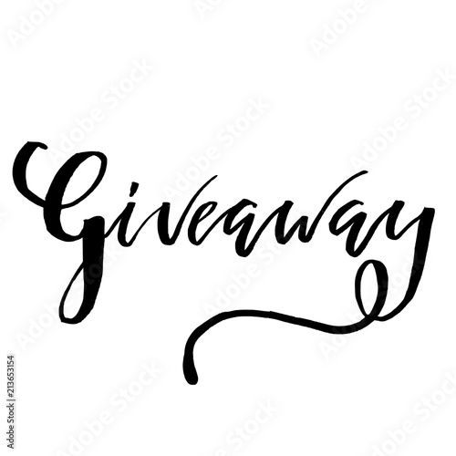 It's Giveaway Lettering text. Typography for promotion in social media isolated on white background. Free gift raffle, win a freebies. Vector advertising.
