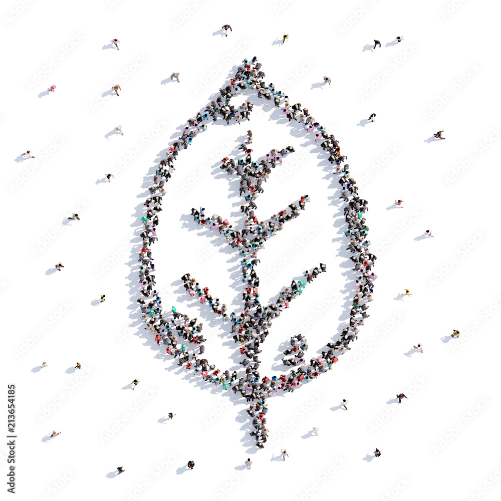 A lot of people form leaf,the protection of nature