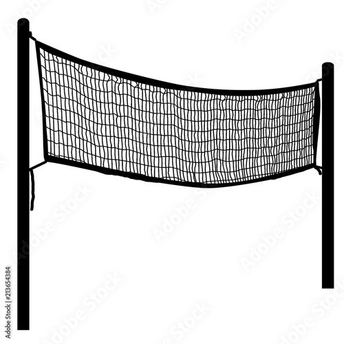 Beach volleyball net on white