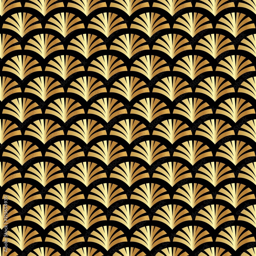 Art Deco Golden palmette seamless vector pattern Art Deco Golden palmette seamless vector pattern