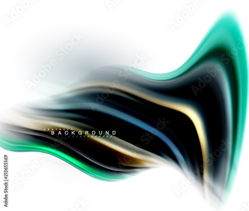 Fluid liquid mixing colors concept on light grey background, wave and swirl curve flow line, trendy abstract layout template for business presentation, app wallpaper banner, poster or wallpaper