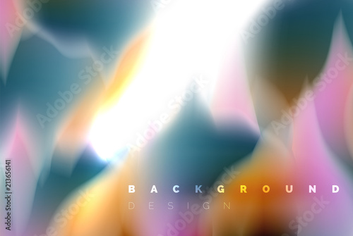 Holographic paint explosion design, fluid colors flow, colorful storm. Liquid mixing colours motion concept, trendy abstract background layout template for business presentation, app wallpaper banner