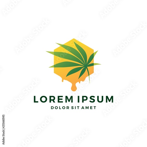 cannabis oil CBD cannabidiol hemp marijuana leaf logo vector