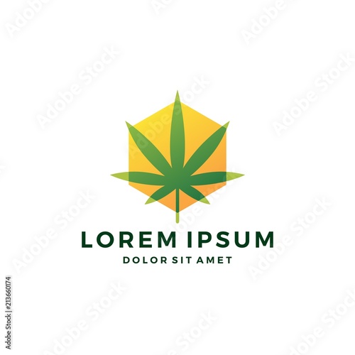 cannabis box cube hexagonal hemp marijuana hive leaf logo