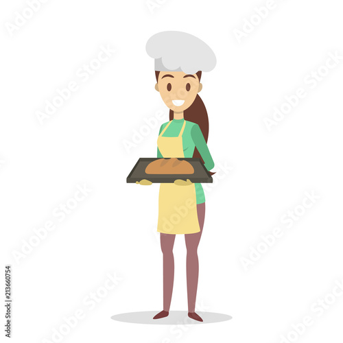 Housewife holding bread