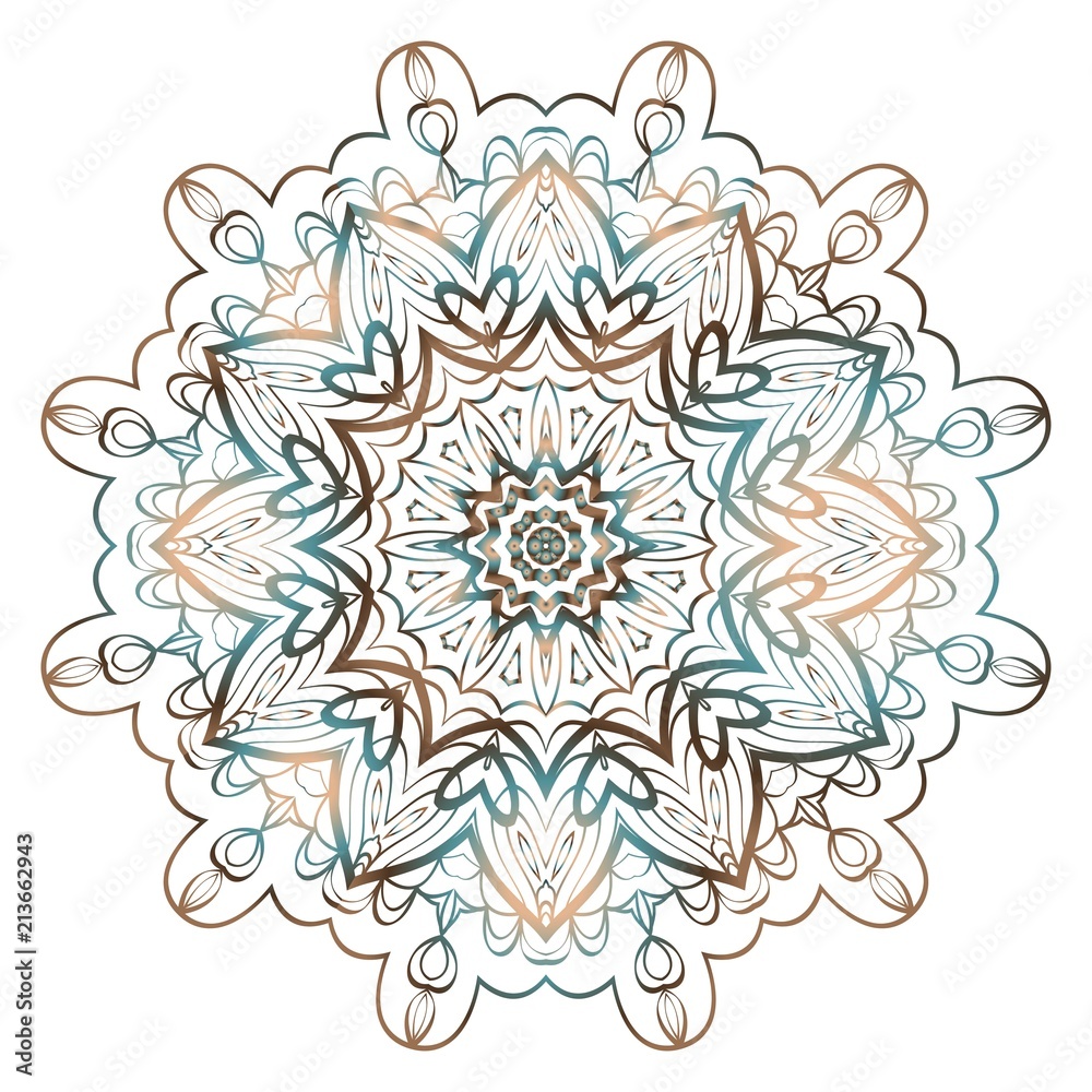 floral mandala, decorative ornament. design for print fabric, tatto. vector.
