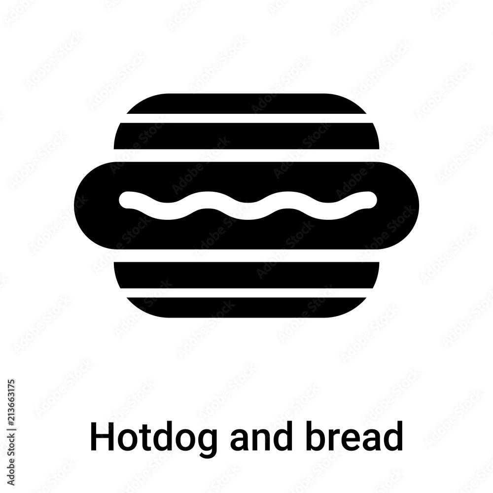 Hotdog and bread icon vector sign and symbol isolated on white background, Hotdog and bread logo concept Hotdog and bread icon vector sign and symbol isolated on white background, Hotdog and bread logo concept