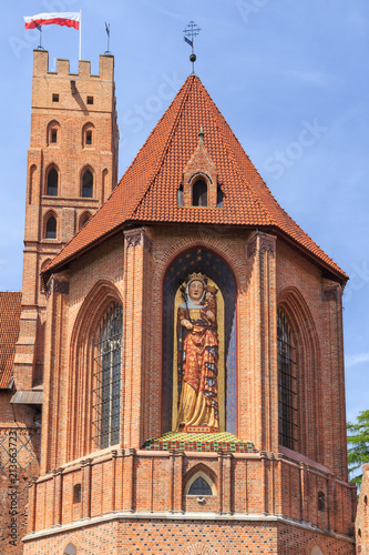 A fragment of  south side of medieval, built of red brick, castle of  Teutonic Order in Malbork, Gdansk Pomerania in Poland