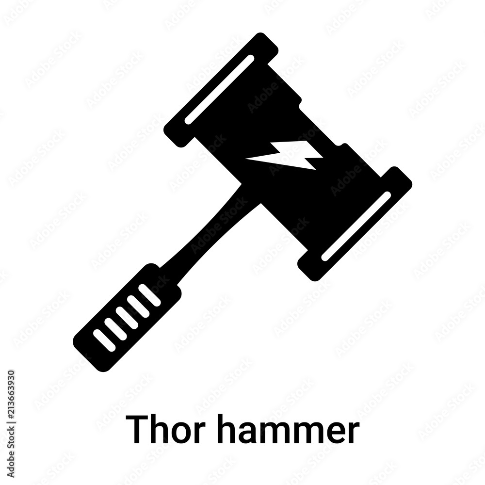 Thor hammer icon vector sign and symbol isolated on white background, Thor  hammer logo concept Stock Vector | Adobe Stock