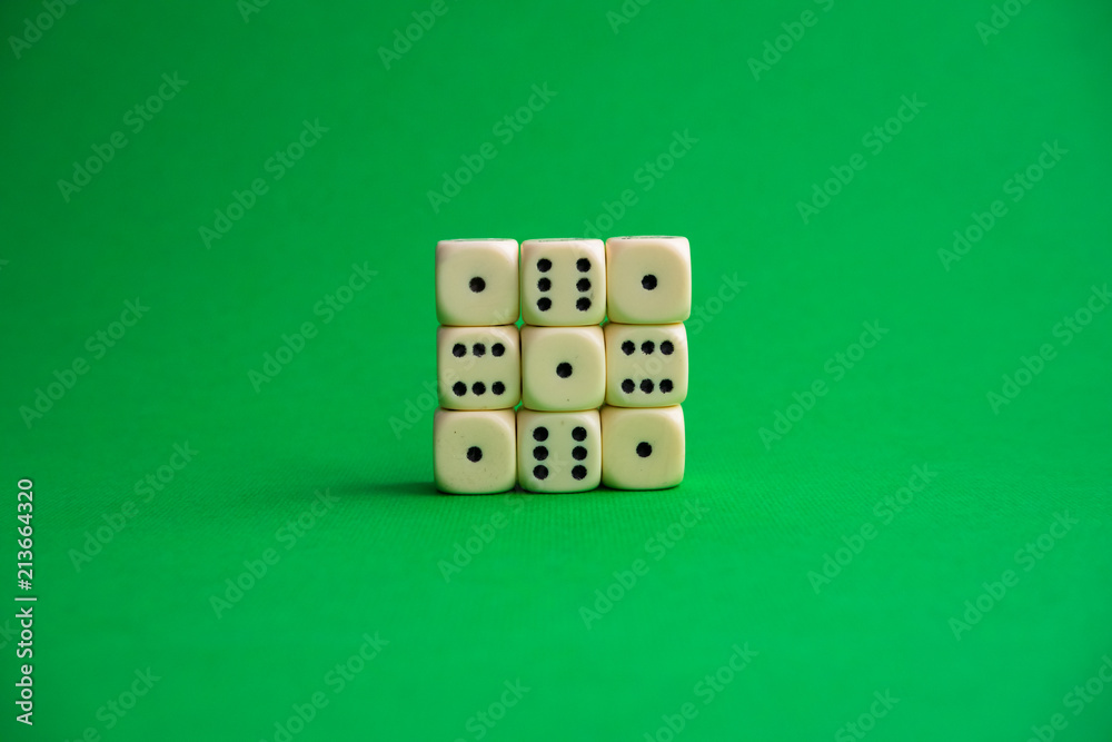 dice on a green background dice on a green background