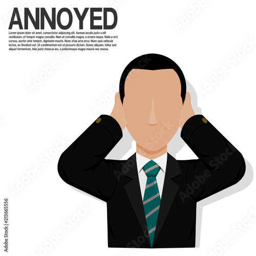 An annoyed businessman on transparent background