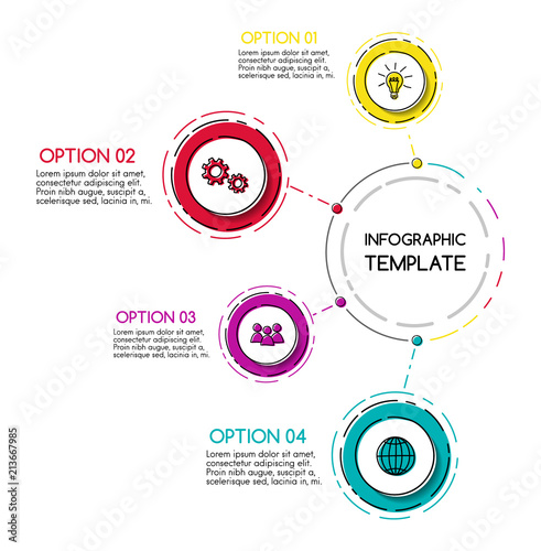 Business infograph with colourful hand drawn icons. Vector.