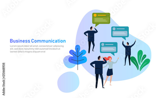Business People Group Chat Communication Bubble, Discussing Communication Social Network Vector Illustration. Corporate company communication